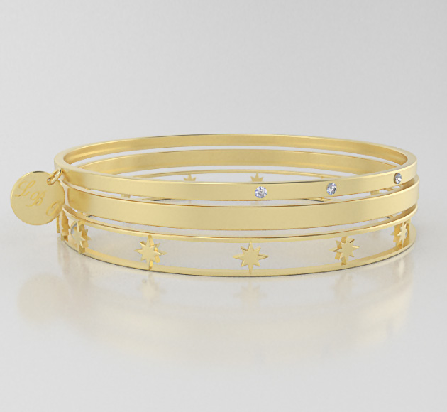 multy YELLOW gold color diamonds gold initial CHARM bracelets