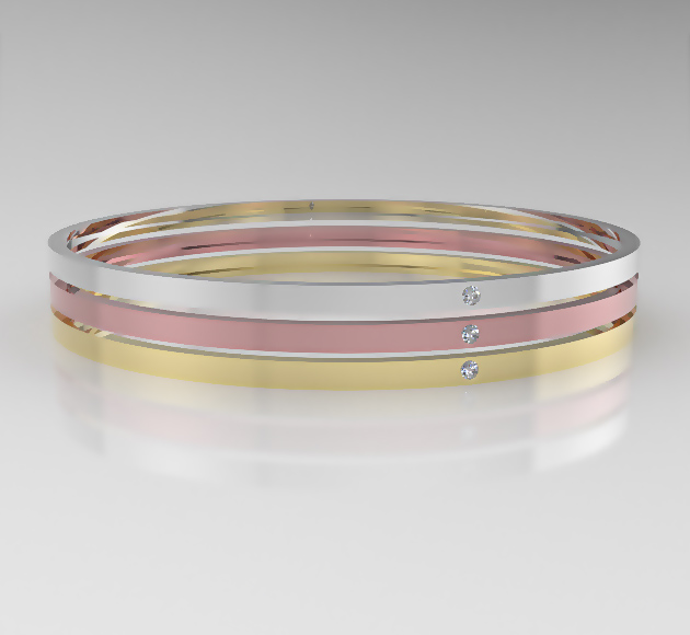 trio color diamonds gold bracelet