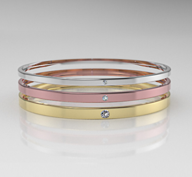 trio color diamonds gold bracelets