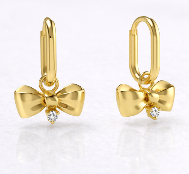 עגילי פפיון עם עגילי חישוק אובלים