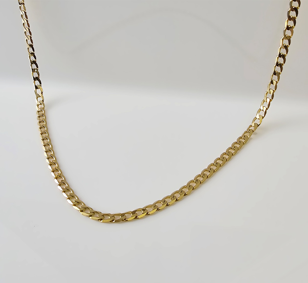 שרשרת קובנית שטוחה מלאה מזהב