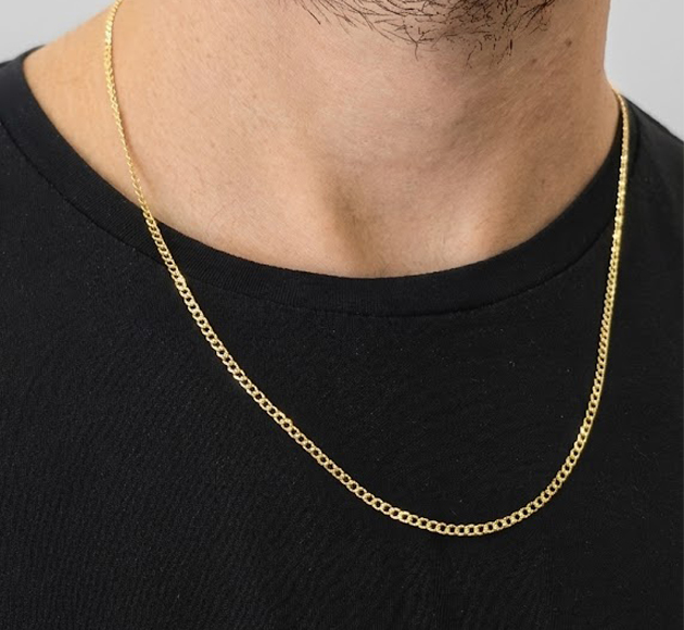 שרשרת קובנית שטוחה מלאה מזהב