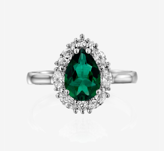 טבעת נעה, אבן טיפה טורמלין ויהלומים 