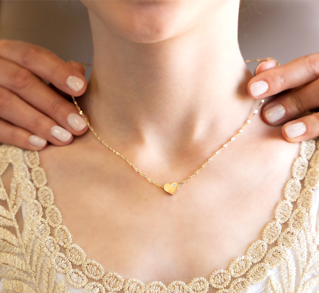 תליון לב עם שם ויהלום 