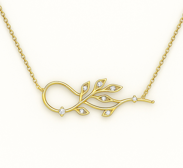 תליון מזל עקרב מזהב צהוב עם יהלומים 