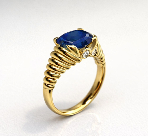 טבעת ספיר כחול בזהב צהוב 18K Blue Legacy